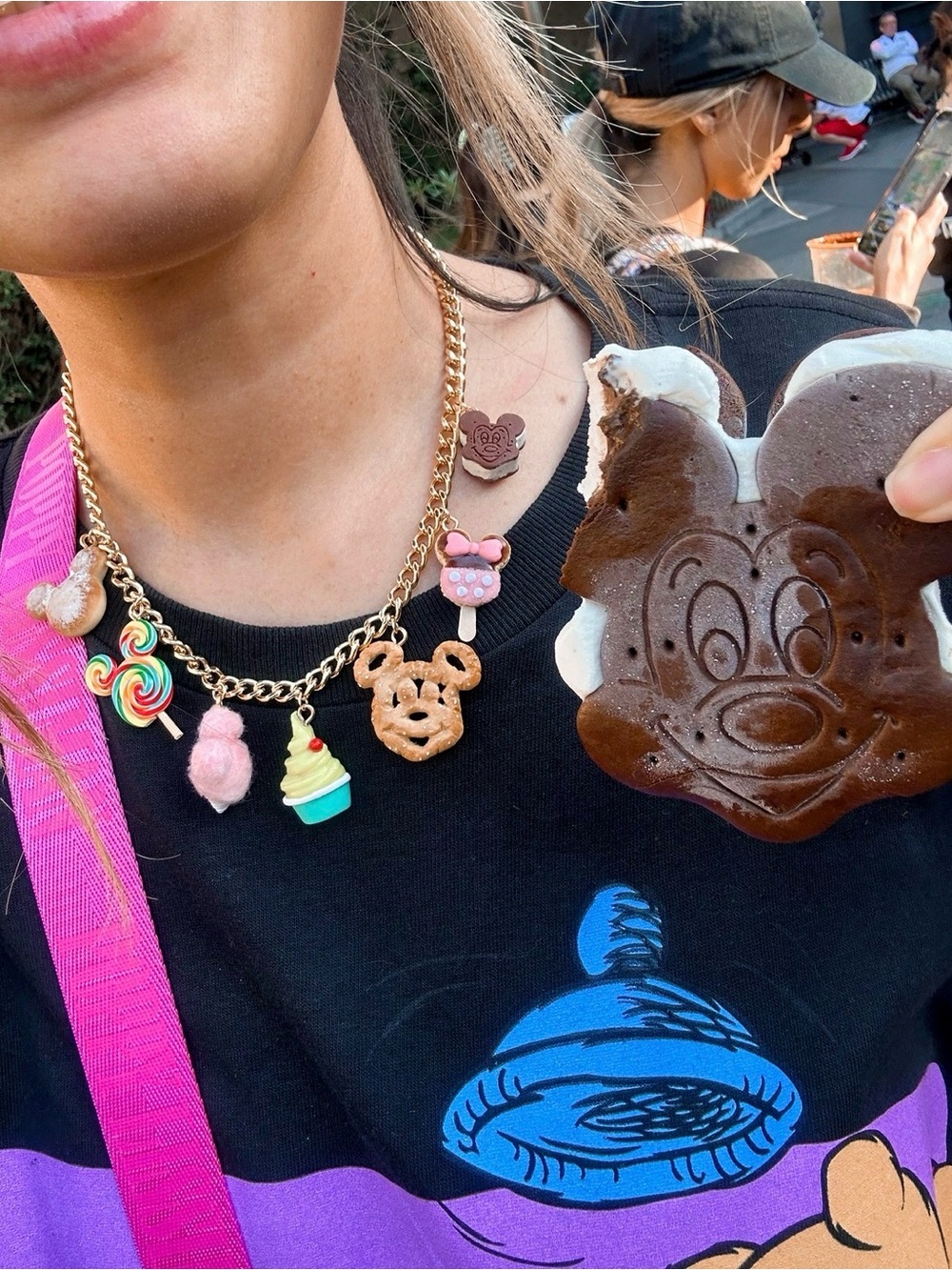 Disneyland Gold Charm Necklace with Colorful Treats Snacks - Picture 2 of 8